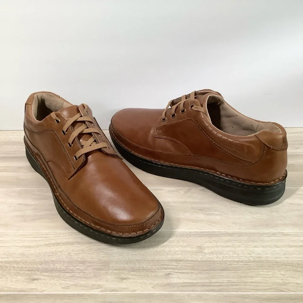 DREW Men NEW Leather Comfort Shoe 13M Toledo Orthopedic Lace Up Brown NO INSOLES